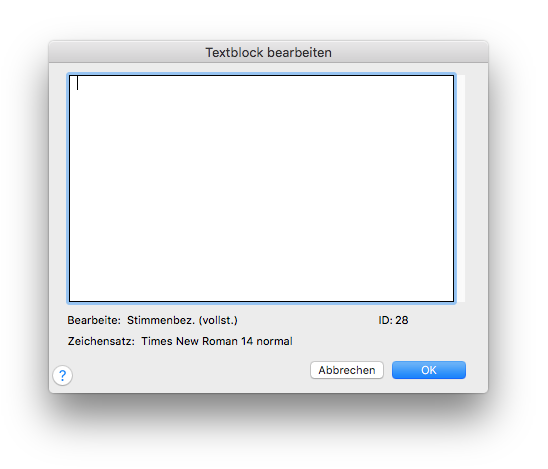 Dialogbox Textblock bearbeiten